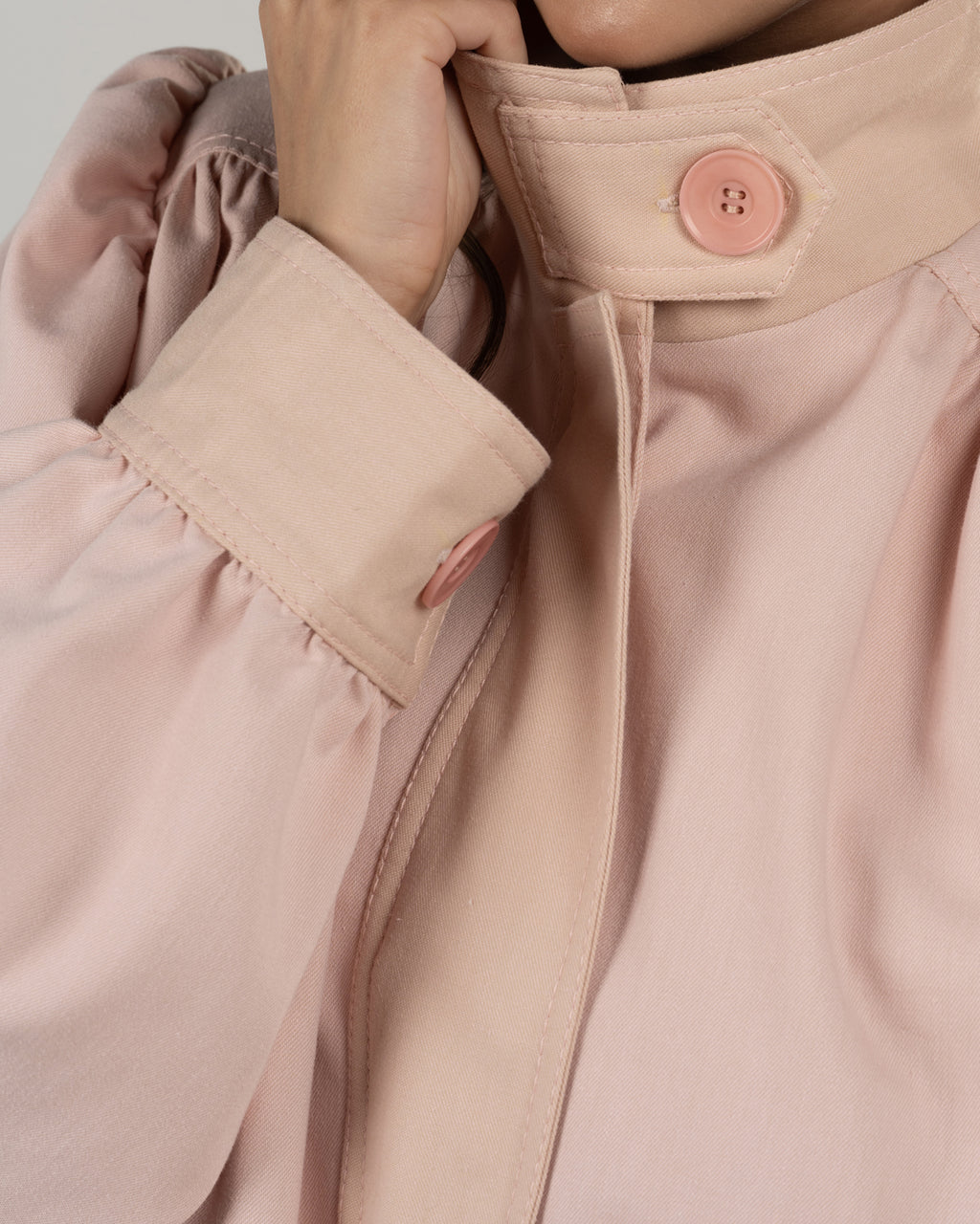 Refined Powder Pink Balloon Turtleneck Jacket