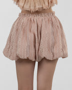 Refined Dusty Rose Patchwork Balloon Shorts