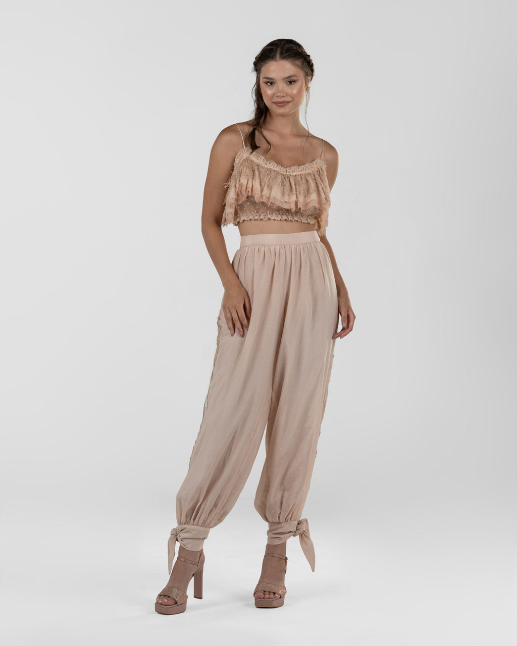 Chic Pink Bubble-Leg Pants