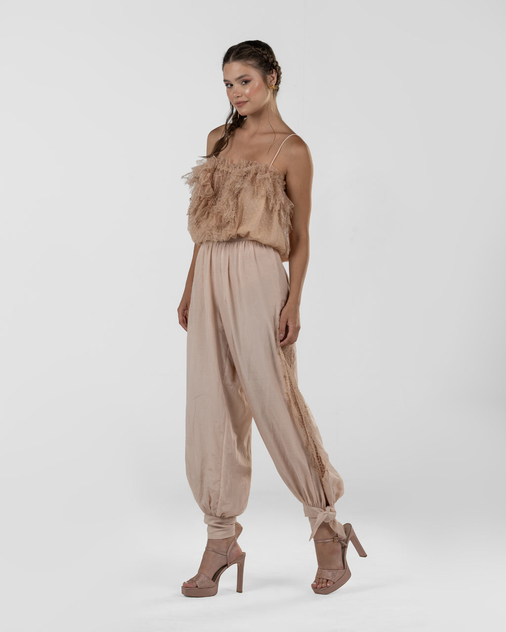 Chic Pink Bubble-Leg Pants