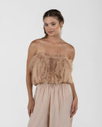 Playful Soft Pink Ruffled Strap Top