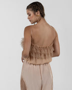 Playful Soft Pink Ruffled Strap Top