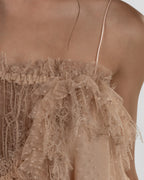 Playful Soft Pink Ruffled Strap Top