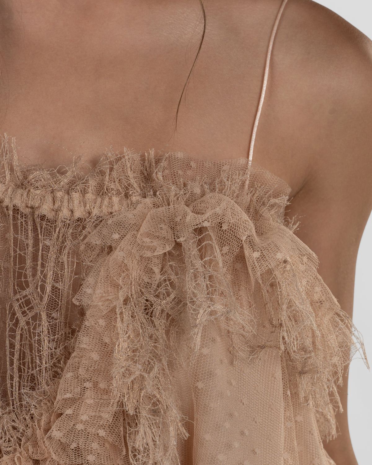 Playful Soft Pink Ruffled Strap Top