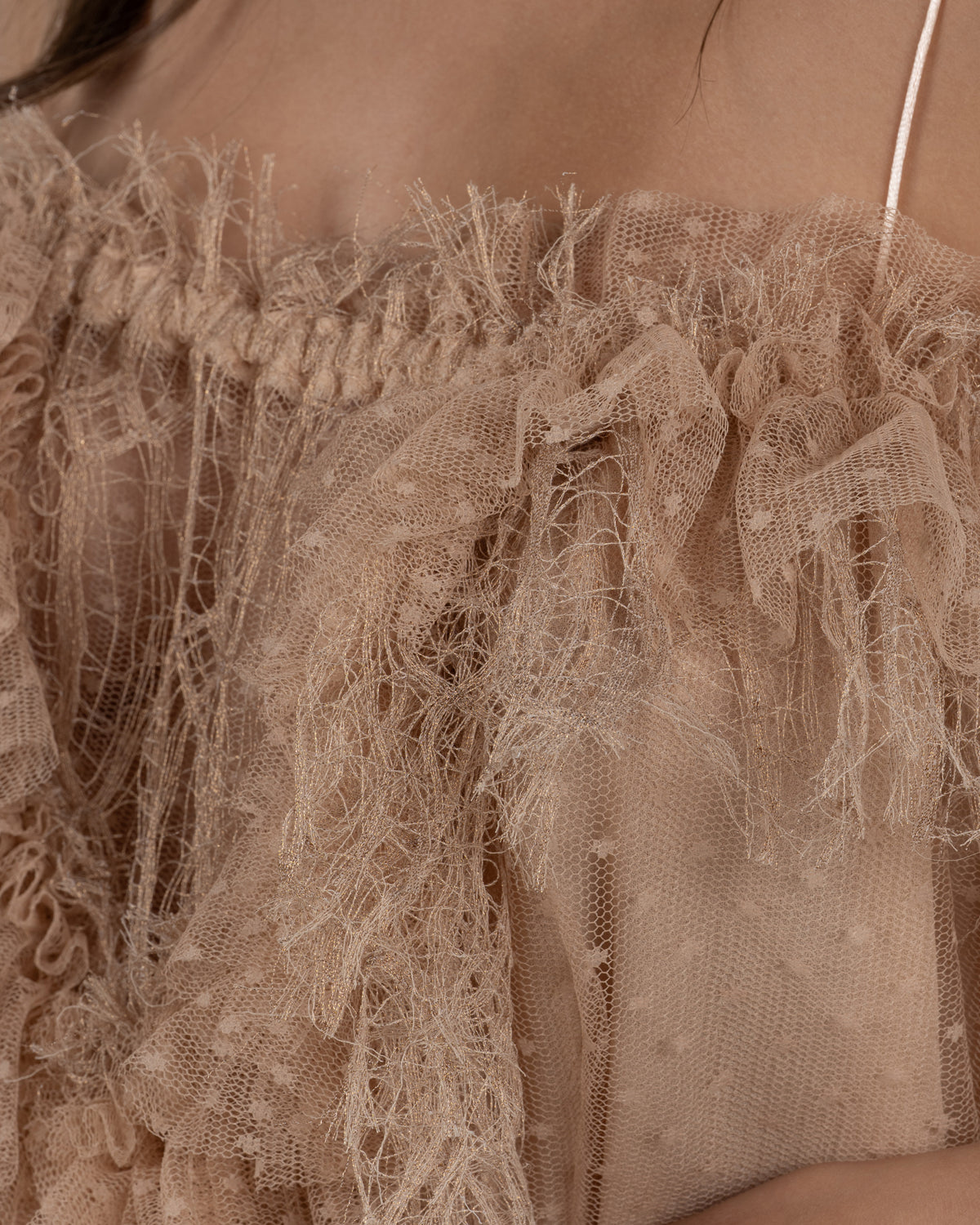 Playful Soft Pink Ruffled Strap Top