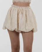 Refined Ivory Patchwork Balloon Shorts