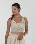 Refined Off-White Lace Top with Bandeau Detail