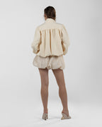Refined Ivory Patchwork Balloon Shorts