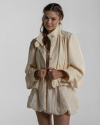 Refined Ivory Patchwork Balloon Shorts