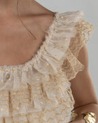 Vibrant Off-White Ruffled Crop Top