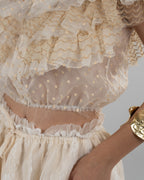 Vibrant Off-White Ruffled Crop Top