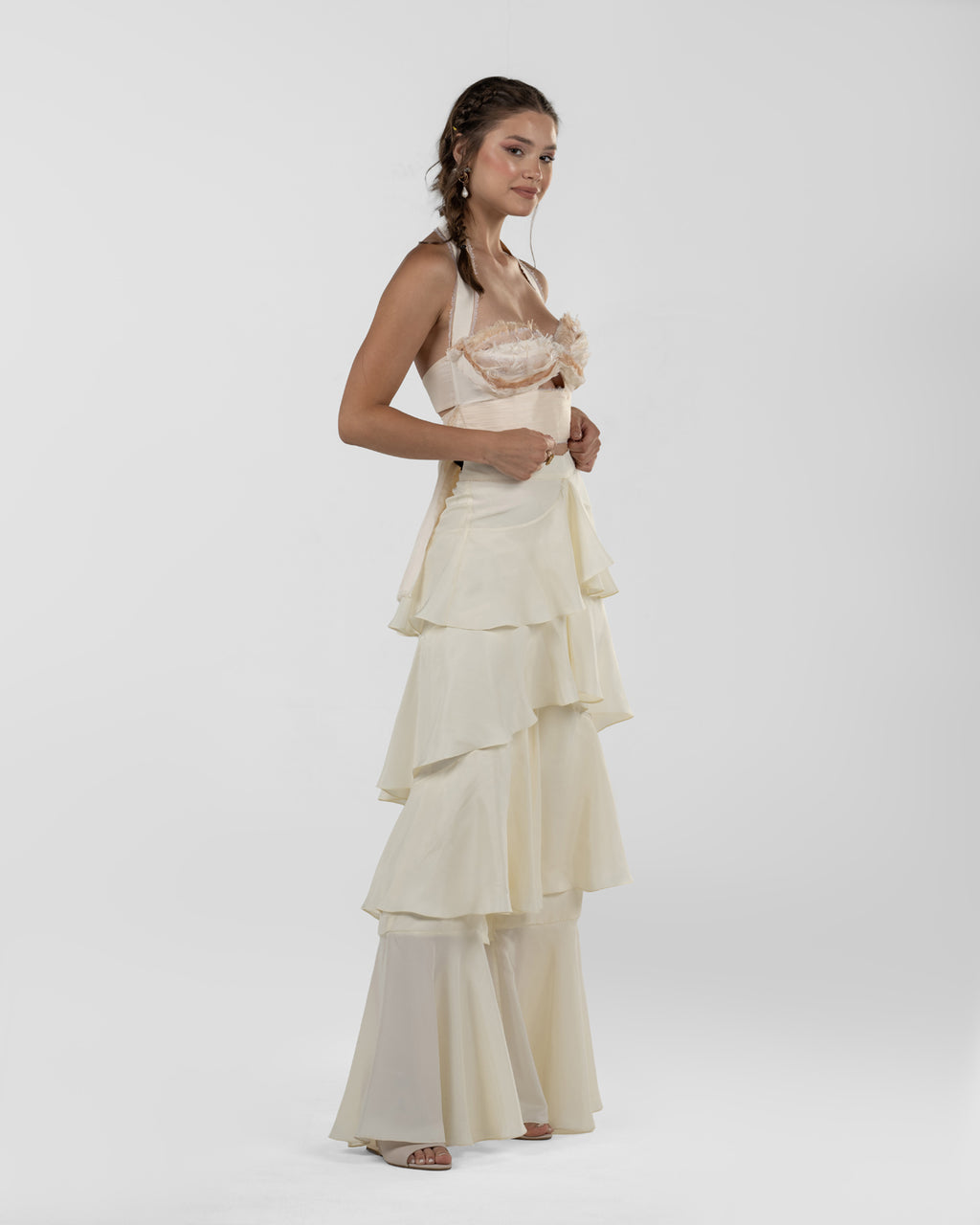 Chic Light Peach Organza Top