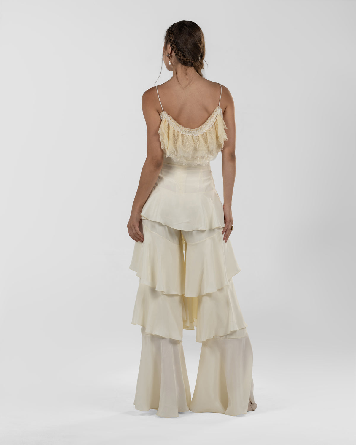 Delicate Cream Ruffled Crop Top
