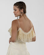 Delicate Cream Ruffled Crop Top