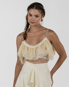Delicate Cream Ruffled Crop Top