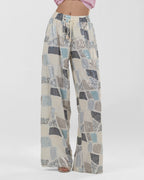 Playful Off-White Printed Wide-Leg Pants