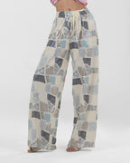 Playful Off-White Printed Wide-Leg Pants
