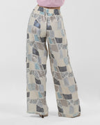 Playful Off-White Printed Wide-Leg Pants
