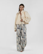 Playful Off-White Printed Wide-Leg Pants