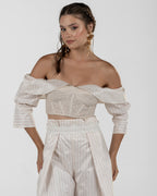 Chic White Off-Shoulder Bustier Crop Top