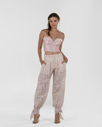 Refined Pink Wide-Leg Gathered Pants