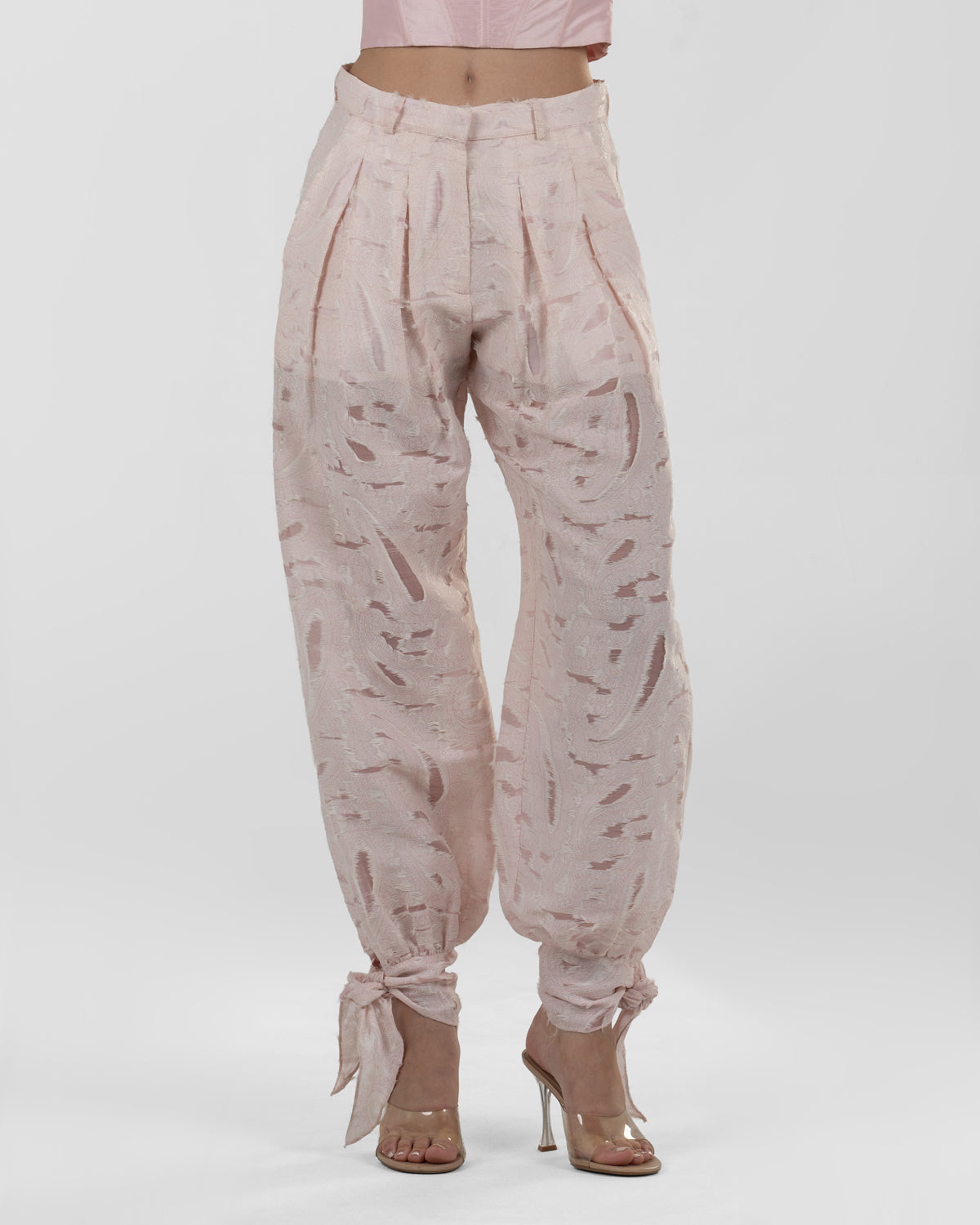 Refined Pink Wide-Leg Gathered Pants