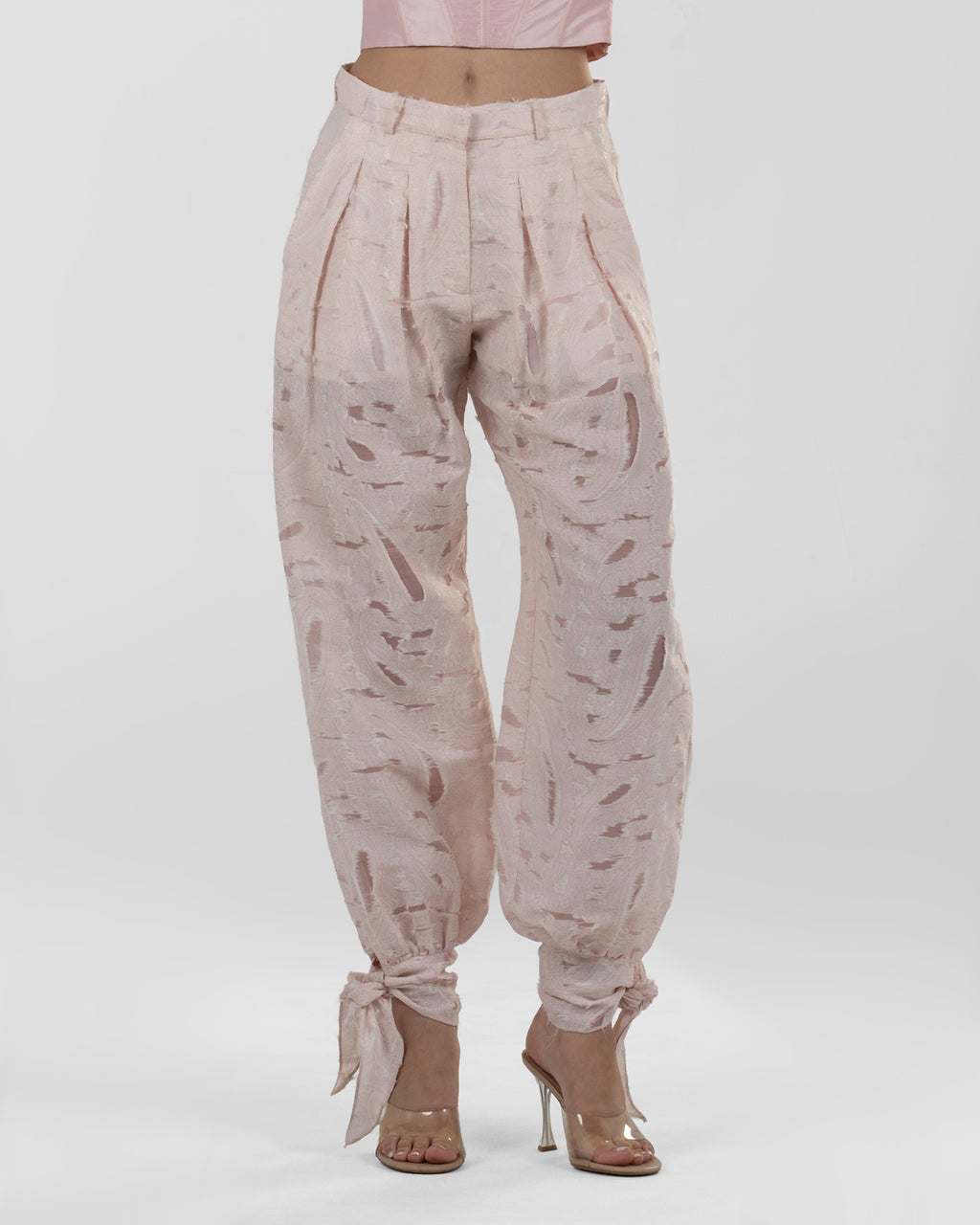 Refined Pink Wide-Leg Gathered Pants