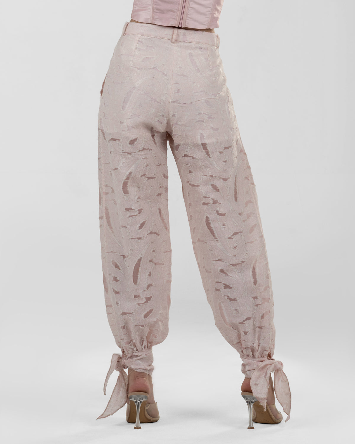 Refined Pink Wide-Leg Gathered Pants