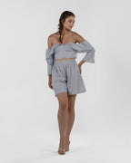 Refined Off-Shoulder Striped Corset Top