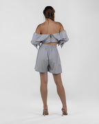 Refined Off-Shoulder Striped Corset Top