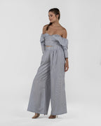 Refined Off-Shoulder Striped Corset Top