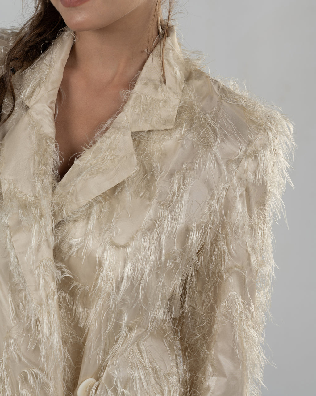 Vibrant Double-Breasted Blazer with Fringes