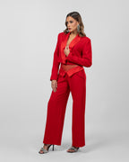 Red Wide-Leg Trousers