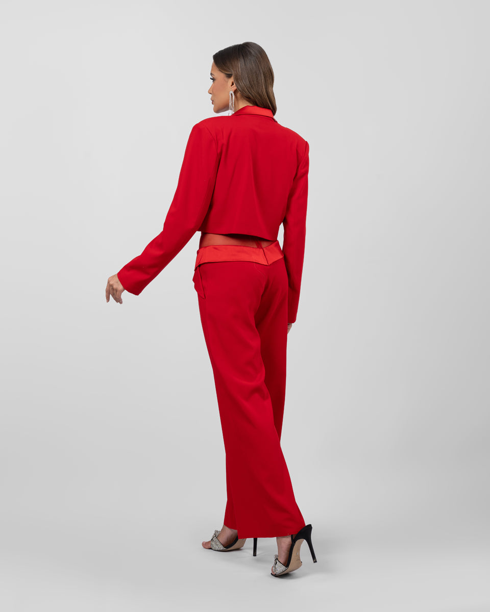 Red cropped blazer