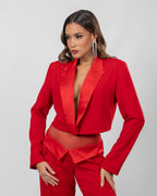 Red cropped blazer