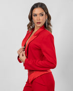 Red cropped blazer