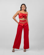 Red Wide-Leg Trousers