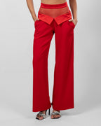 Red Wide-Leg Trousers