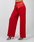 Red Wide-Leg Trousers