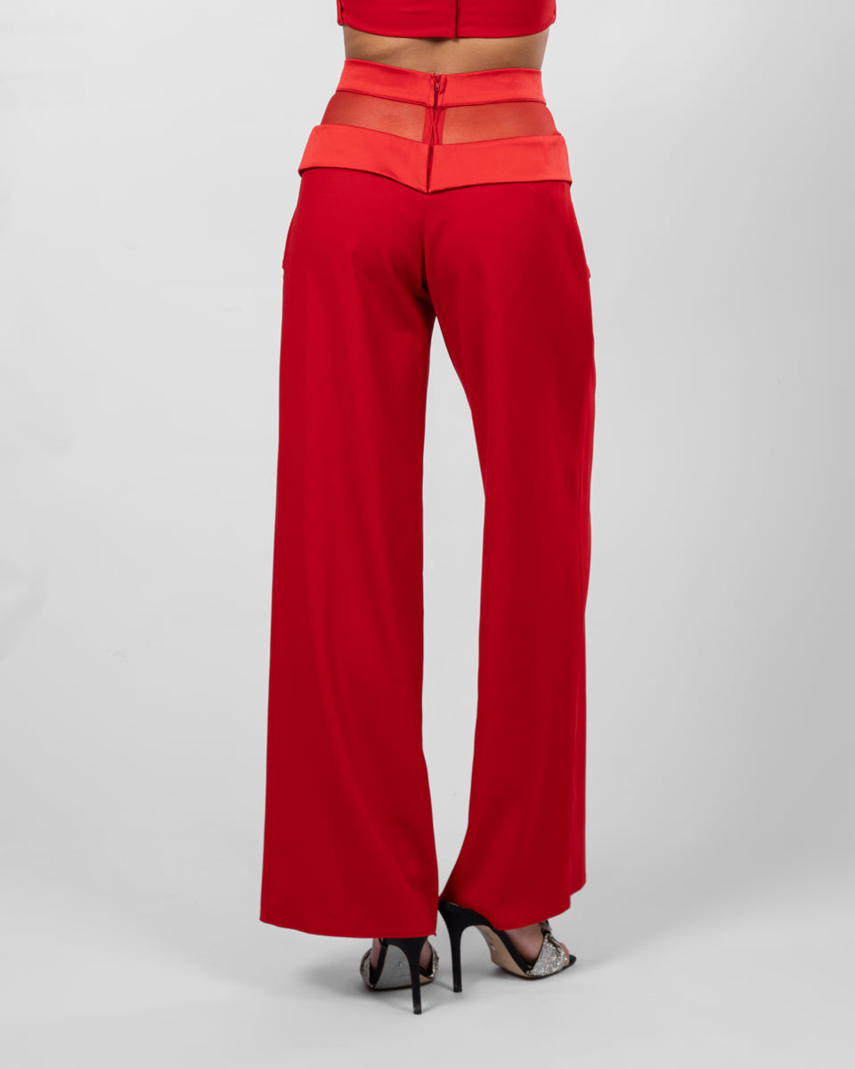 Red Wide-Leg Trousers