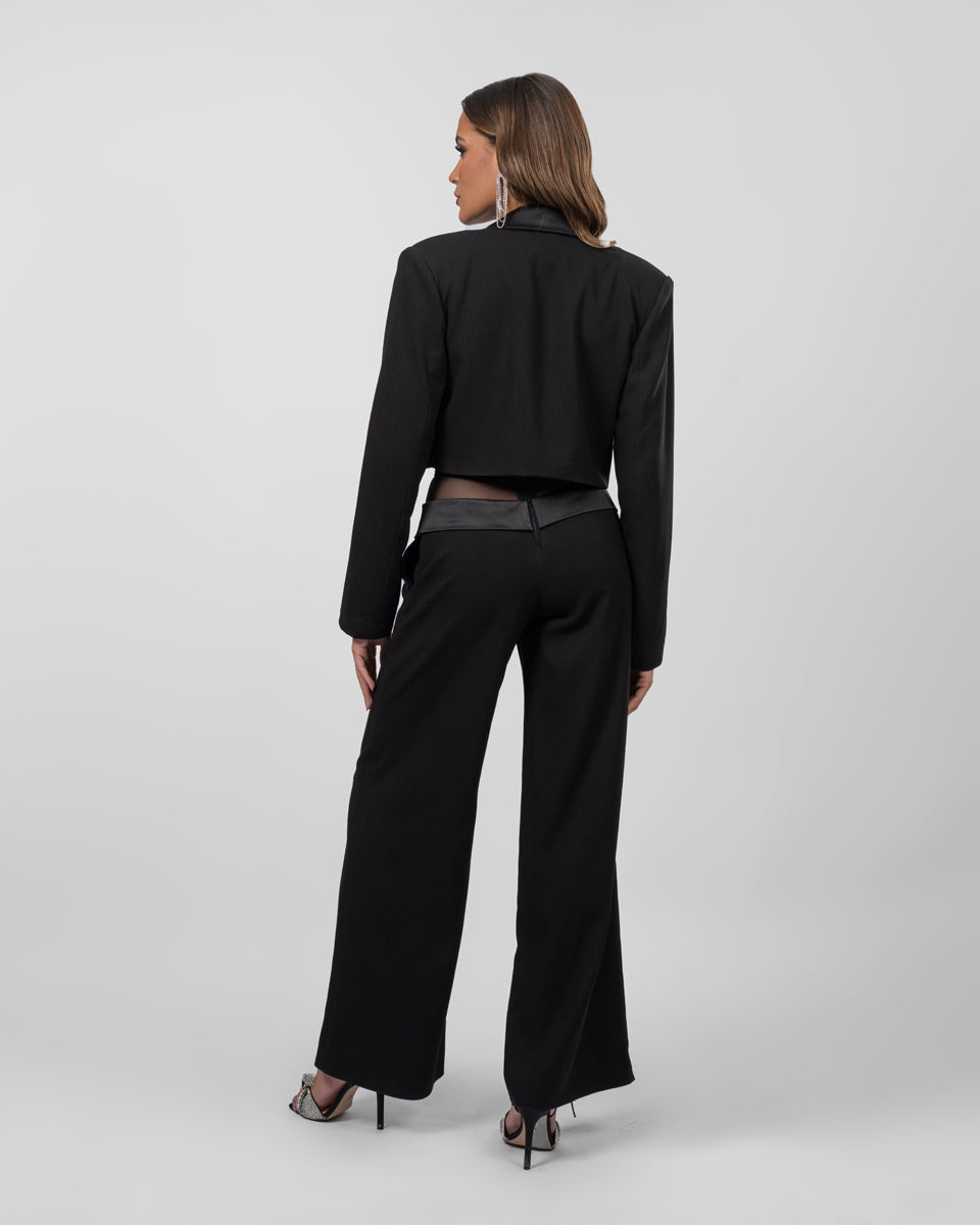 Black Stain Wide-Leg Trousers
