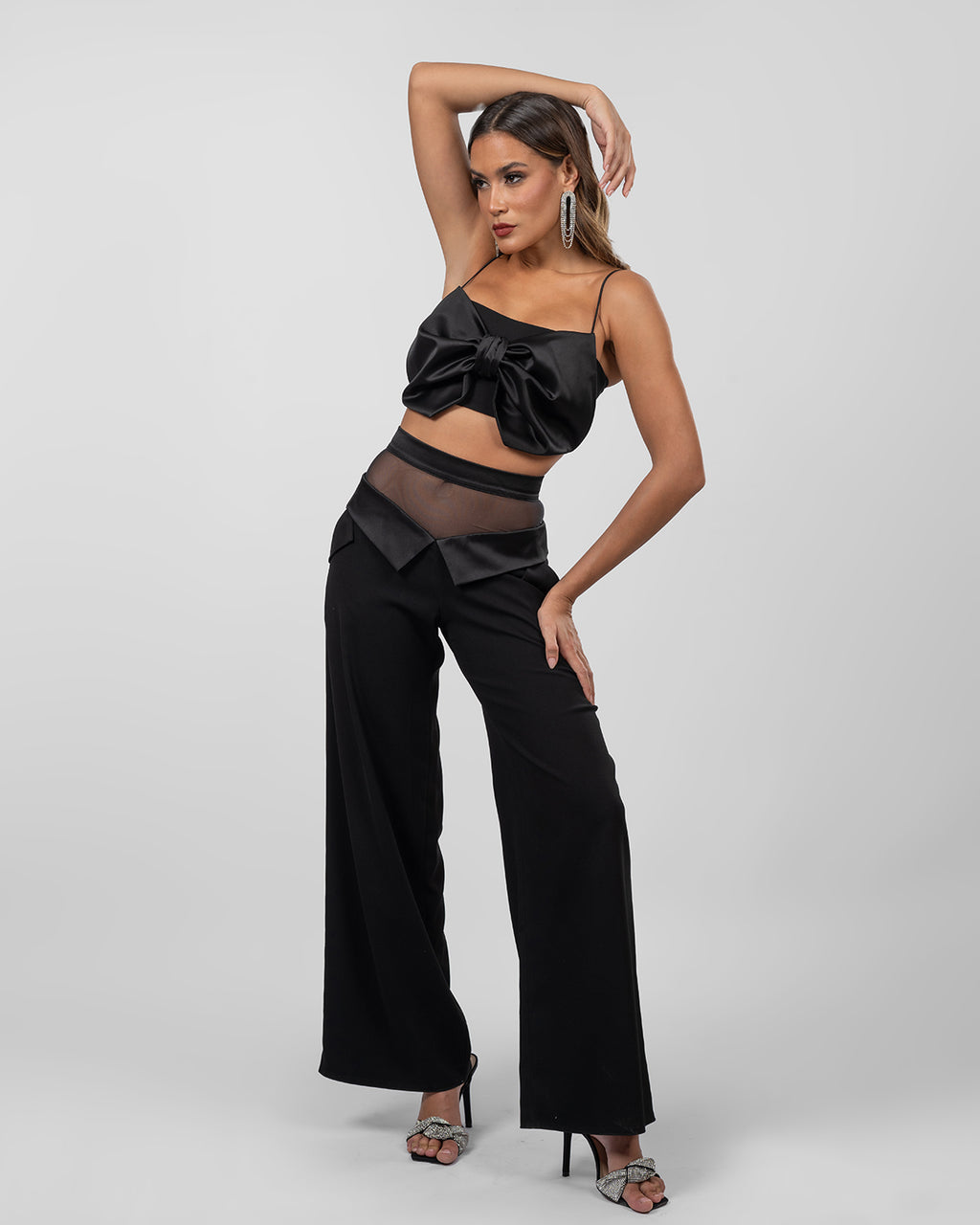 Black Stain Wide-Leg Trousers
