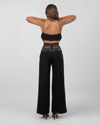 Black Stain Wide-Leg Trousers