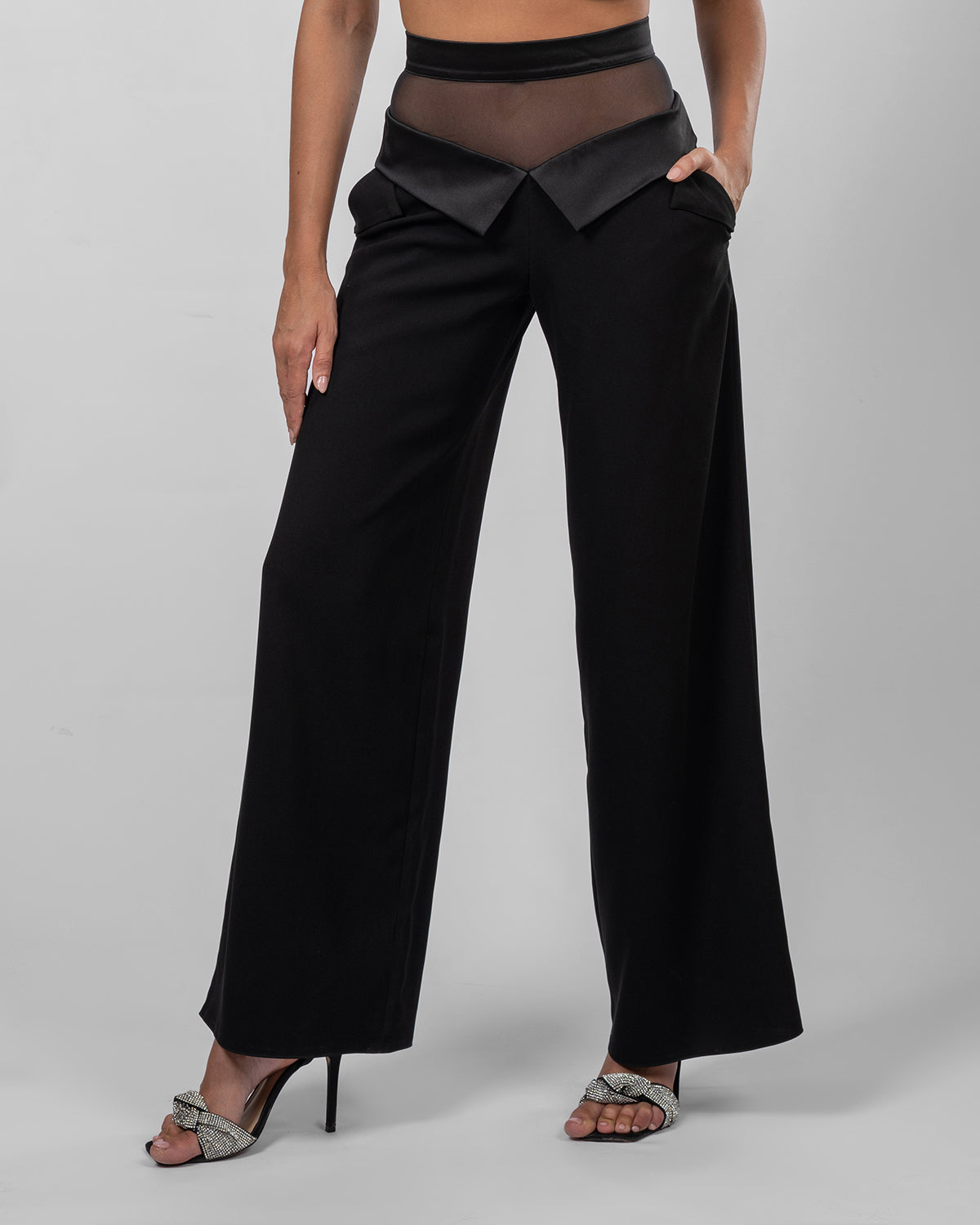Black Stain Wide-Leg Trousers