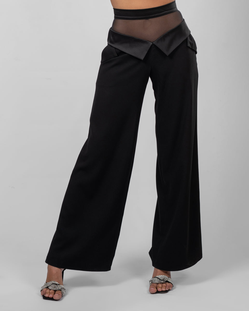 Black Stain Wide-Leg Trousers