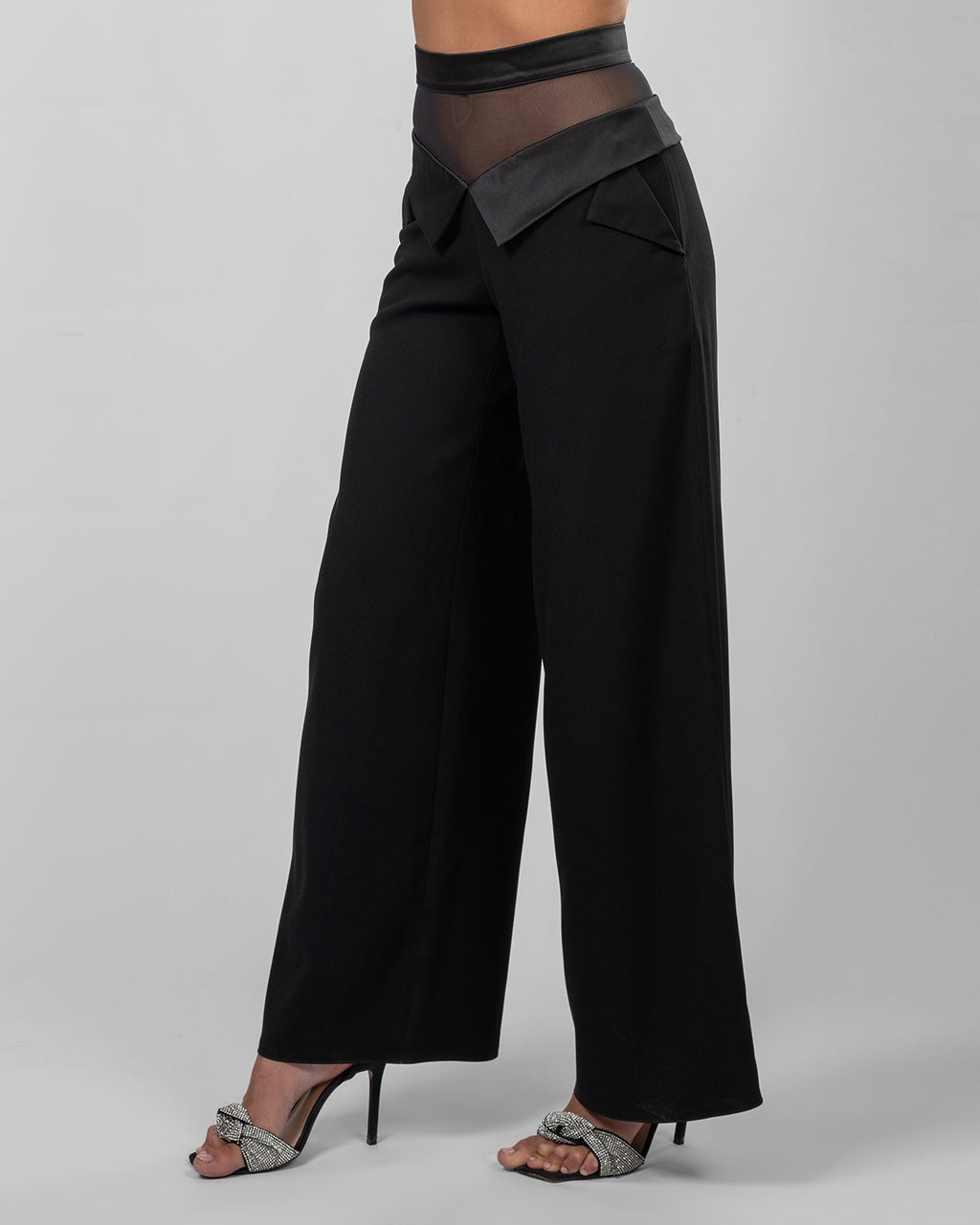 Black Stain Wide-Leg Trousers