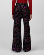 Black Multi-Color Abstract Wide-Leg Pants