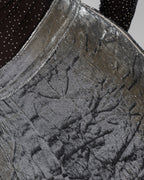 Silver Crushed-Texture Wide-Leg Pants