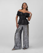 Black peplum top