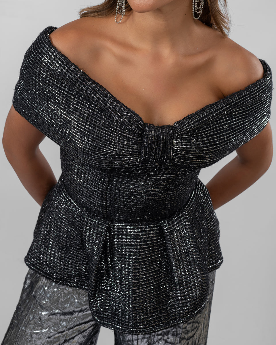 Black peplum top